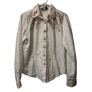 Vtg Rough Rider Circle T‎ Women's Medium Western Shirt Button Southwestern Aztec
